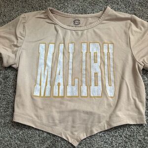Tan Malibu Graphic Crop Top